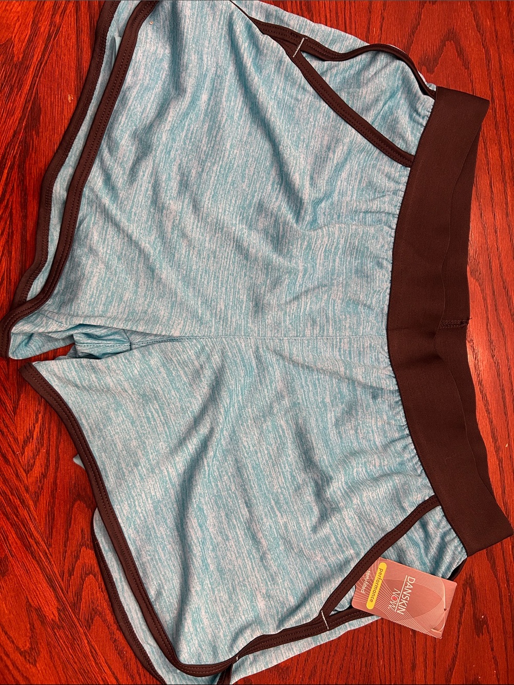 Danskin Now Performance Women's Blue Heather Athletic Shorts with Trim